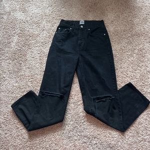 Urban Outfitters BDG High Rise Baggy Jean- Black With Knee Rips- 26